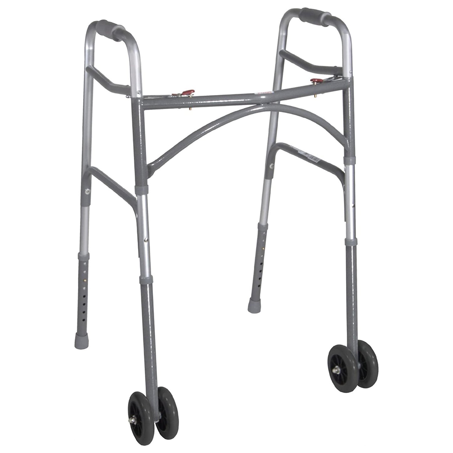 Bariatric Dual Release Folding Walker with Wheels Adjustable Height drive™ Steel Frame 500 lbs. Weight Capcity 32 to 39 Inch Height