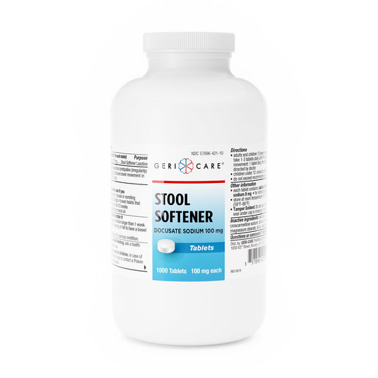 Stool Softener Geri-Care® Tablet 1,000 per Bottle 100 mg Strength Docusate Sodium