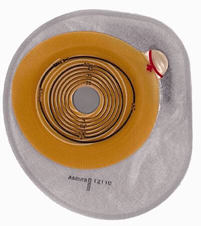 Colostomy Pouch Assura® One-Piece System 7 Inch Length, Midi Flat, Pre-Cut 1 Inch Stoma Closed End
