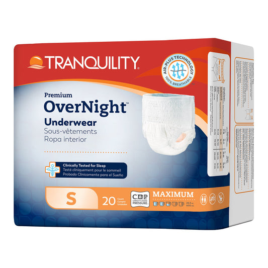 Unisex Adult Absorbent Underwear Tranquility® Premium OverNight™ Pull On with Tear Away Seams Small Disposable Heavy Absorbency
