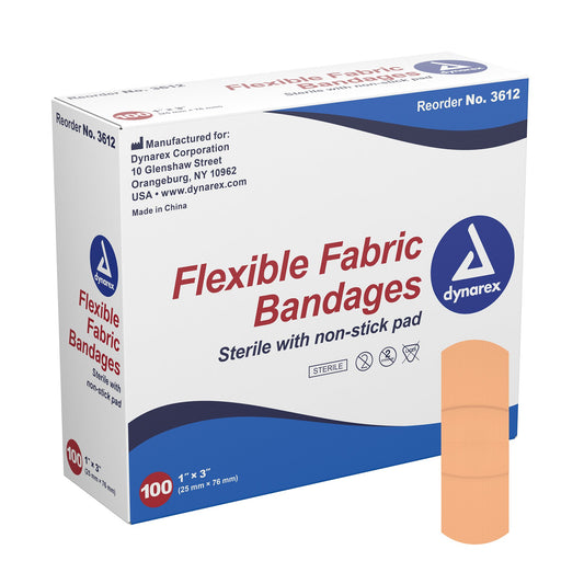 Adhesive Strip Dynarex® Fabric Tan 1 X 3 Inch Sterile