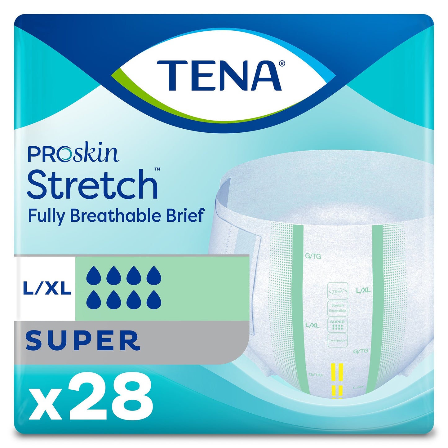 Unisex Adult Incontinence Brief TENA ProSkin Stretch™ Super Large / X-Large Disposable Heavy Absorbency