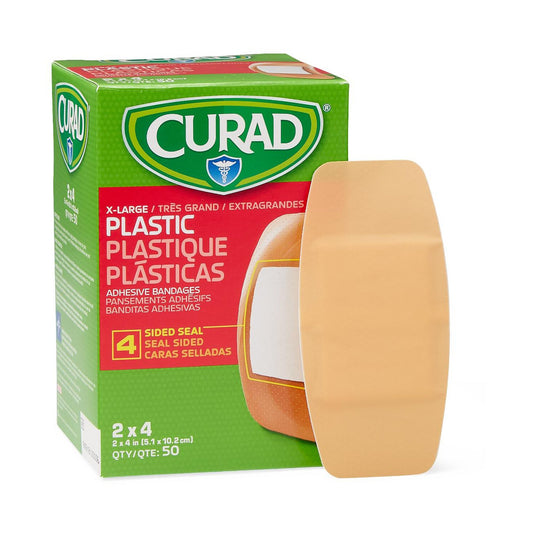 Adhesive Strip Curad® Plastic Tan 2 X 4 Inch Sterile