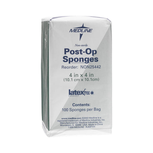 Cellulose Filled Nonwoven Sponge Medline Post Op 4 X 4 Inch NonSterile 100 per Pack
