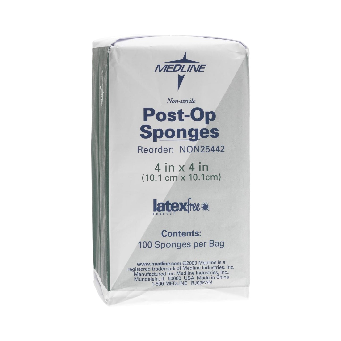 Cellulose Filled Nonwoven Sponge Medline Post Op 4 X 4 Inch NonSterile 100 per Pack