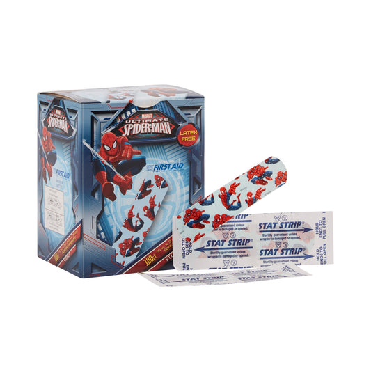 Adhesive Strip Stat Strip® Plastic Kid Design (Spider-Man) 3/4 X 3 Inch Sterile