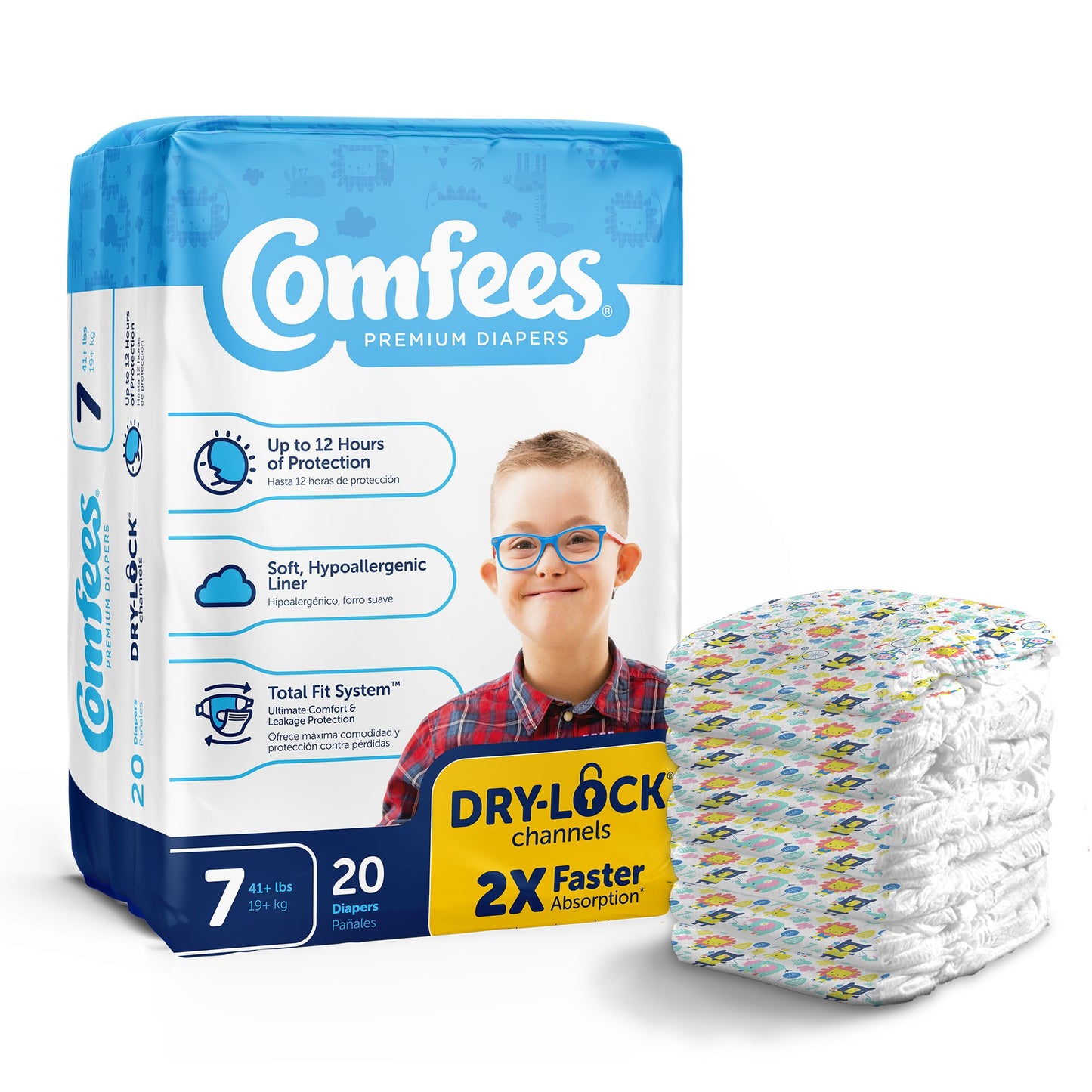 Unisex Baby Diaper Comfees® Size 7 Disposable Moderate Absorbency