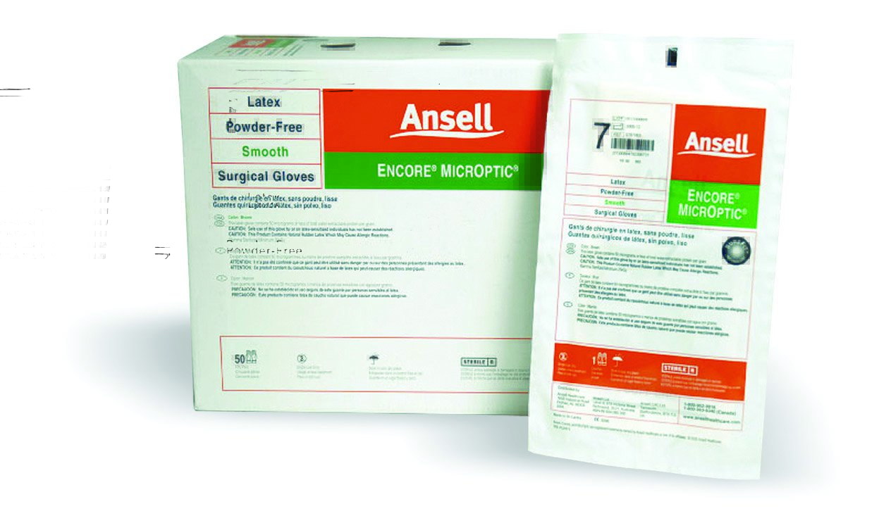 Surgical Glove ENCORE® Latex Micro Size 5.5 Sterile Latex Standard Cuff Length Micro-Textured Brown Chemo Tested