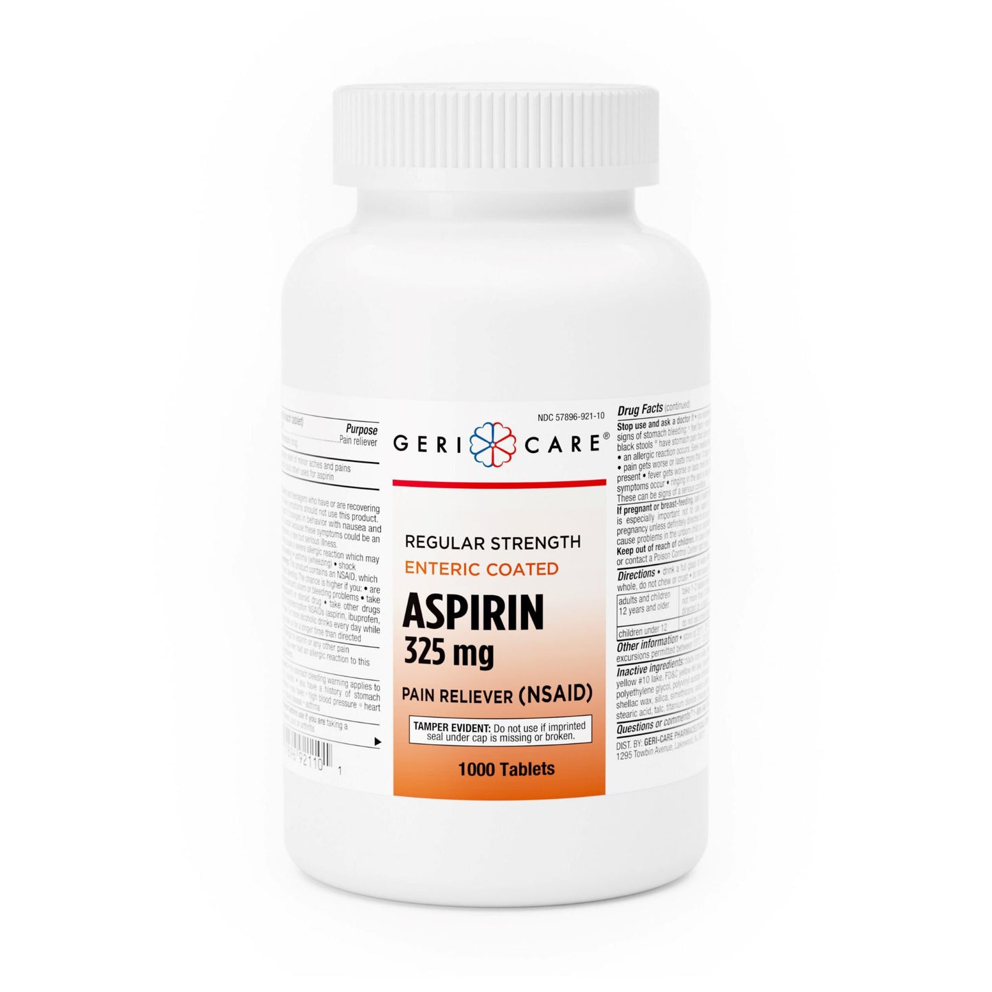 Pain Relief Geri-Care® 325 mg Strength Aspirin Tablet 1,000 per Bottle