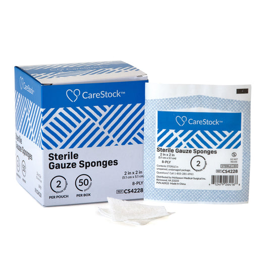 Gauze Sponge CareStock™ 2 X 2 Inch 8-Ply Sterile 2 per Pack