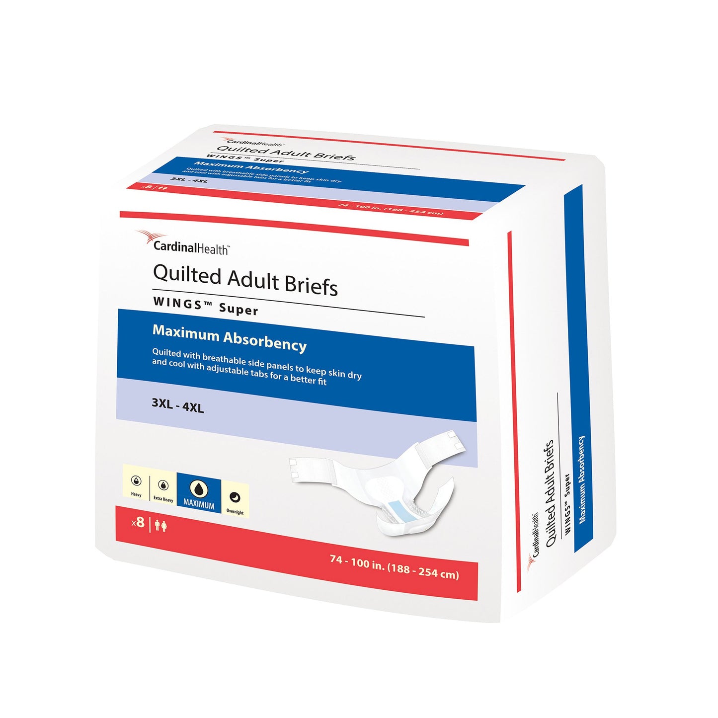 Unisex Adult Incontinence Brief Wings™ Super 3X-Large Disposable Heavy Absorbency