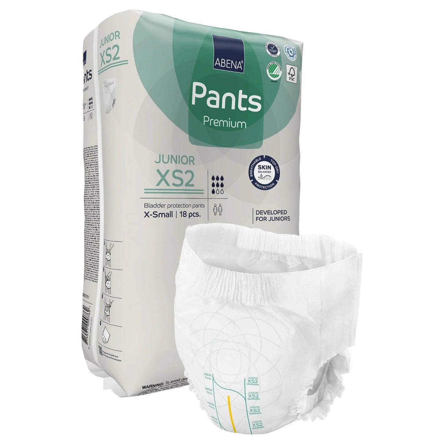 Unisex Youth Absorbent Underwear Abena® Premium Pants Junior XS2 Pull On with Tear Away Seams X-Small Disposable Moderate Absorbency