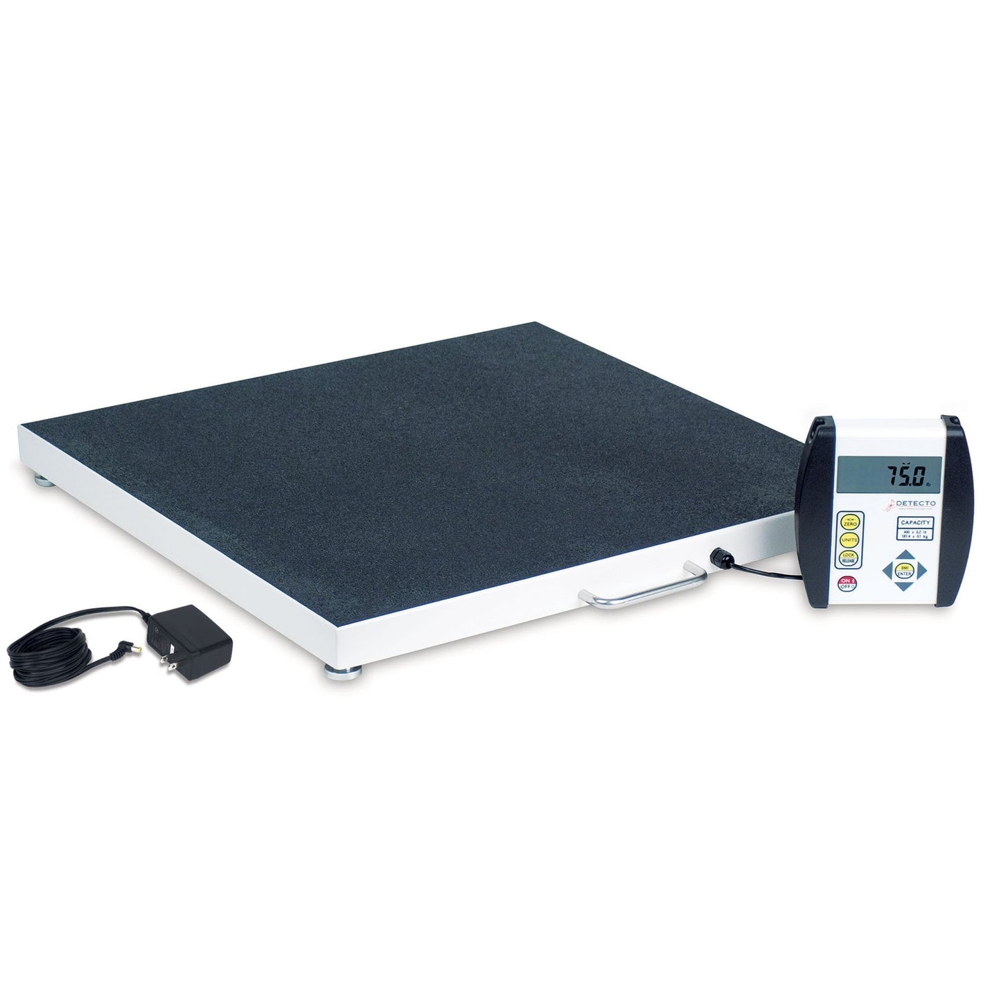 Bariatric Floor Scale Detecto® LCD Display 800 lbs. / 363 kg Capacity Black AC Adapter / Battery Operated