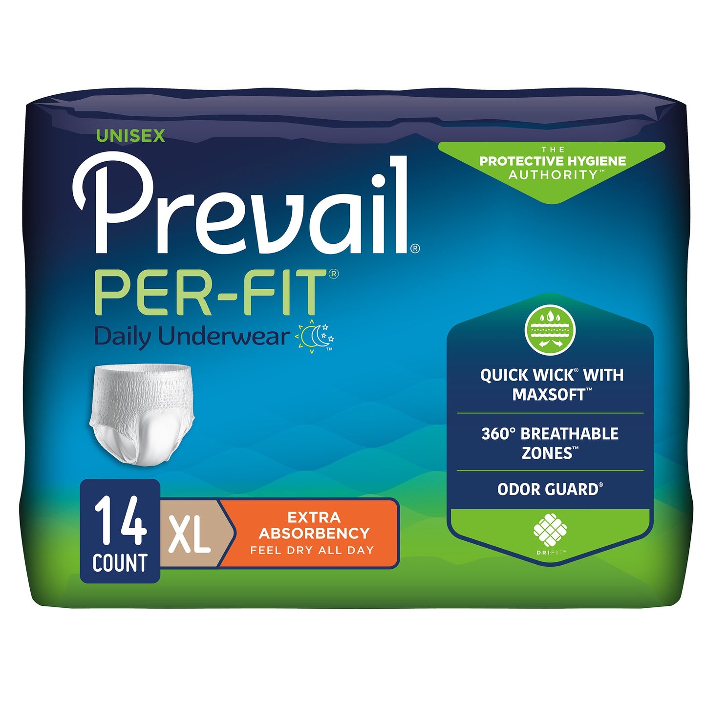 Unisex Adult Absorbent Underwear Prevail® Per-Fit® Extra Pull On with Tear Away Seams X-Large Disposable Heavy Absorbency