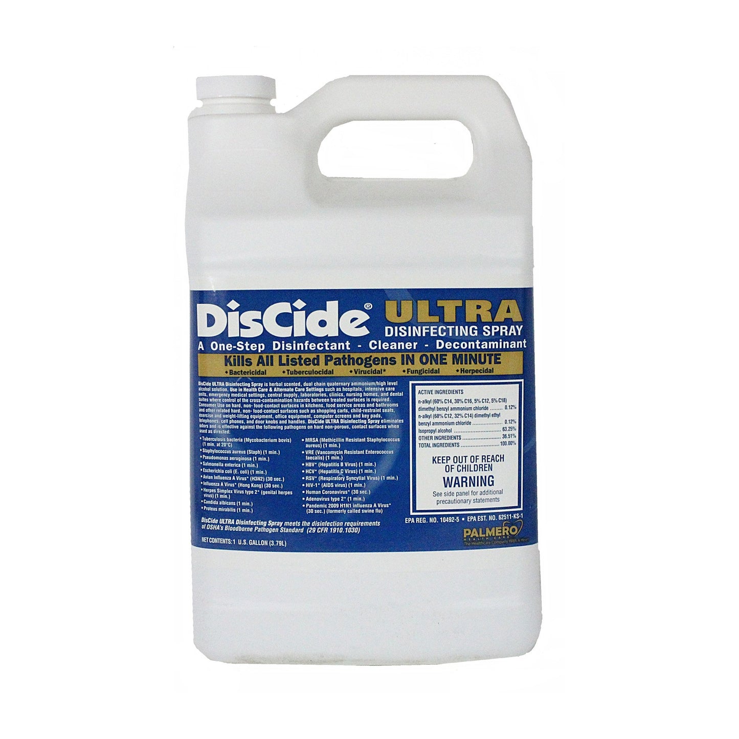 Surface Disinfectant Cleaner DisCide® Ultra Quaternary Based Manual Pour Liquid 1 gal. Jug Herbal Scent NonSterile