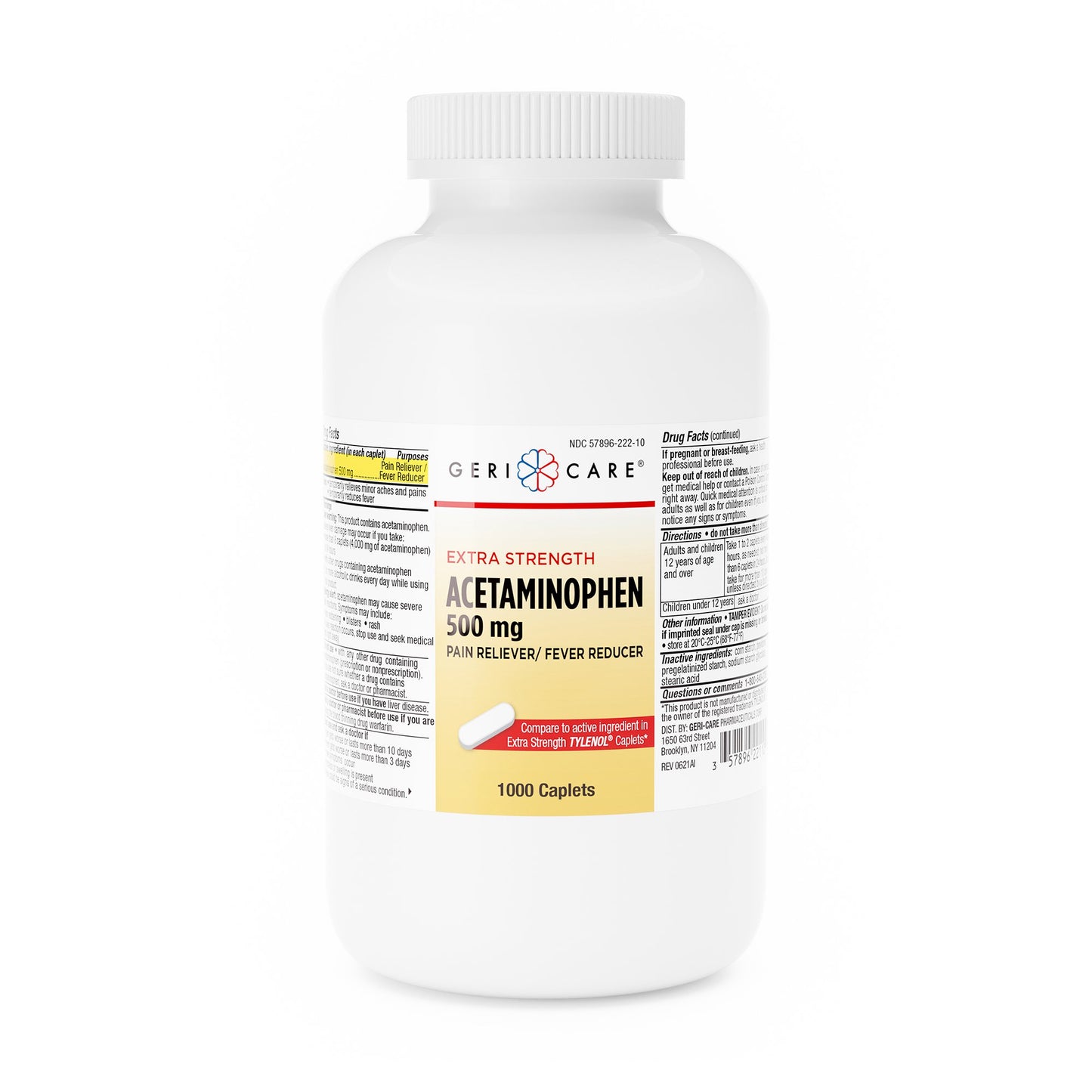 Pain Relief Geri-Care® 500 mg Strength Acetaminophen Caplet 1,000 per Bottle