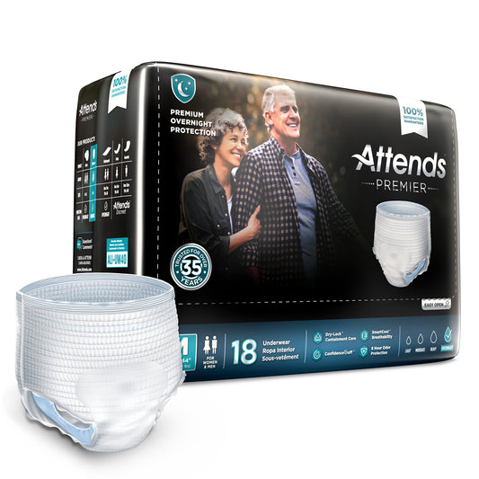 Unisex Adult Absorbent Underwear Attends® Premier Pull On with Tear Away Seams Medium Disposable Heavy Absorbency