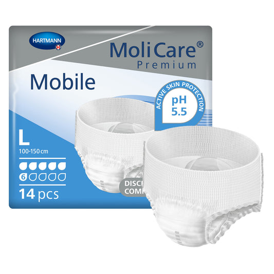 Unisex Adult Absorbent Underwear MoliCare® Premium Mobile 6D Pull On with Tear Away Seams Large Disposable Moderate Absorbency