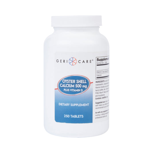 Joint Health Supplement Geri-Care® Oyster Shell 200 IU - 500 mg Strength Tablet 250 per Bottle
