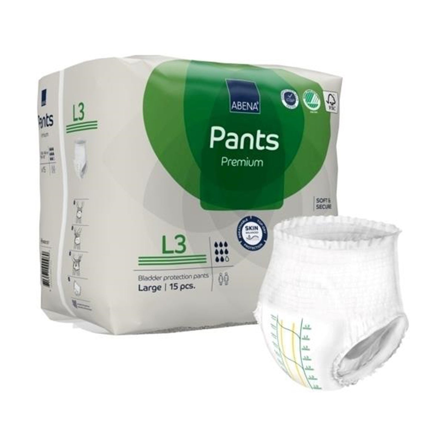 Unisex Adult Absorbent Underwear Abena® Premium Pants L3 Pull On with Tear Away Seams Large Disposable Heavy Absorbency