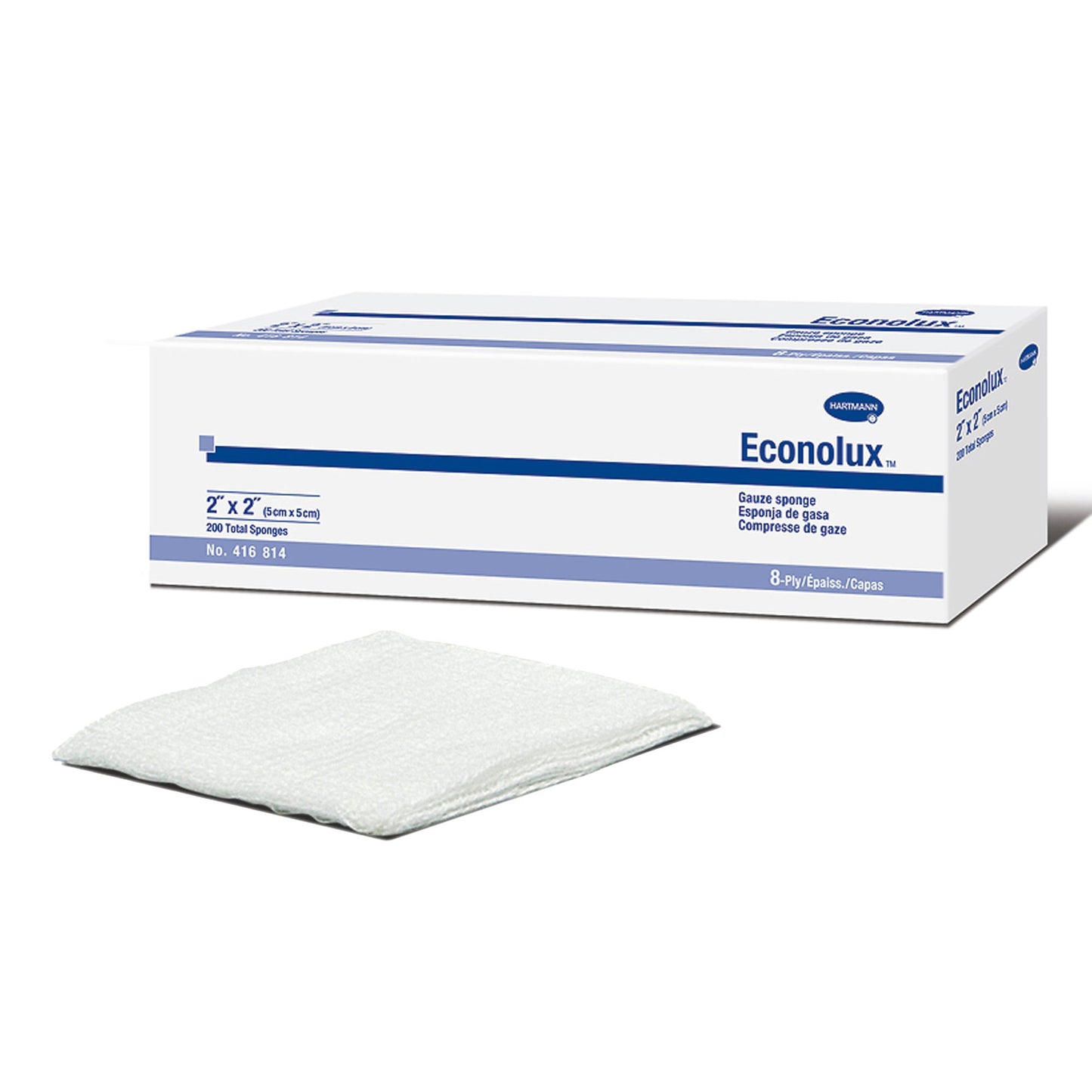 Gauze Sponge Econolux® 2 X 2 Inch 8-Ply NonSterile 200 per Pack