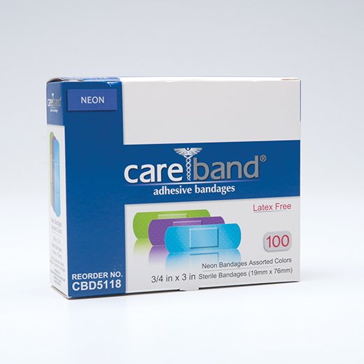 Adhesive Strip Careband™ Plastic Neon 3/4 X 3 Inch Sterile
