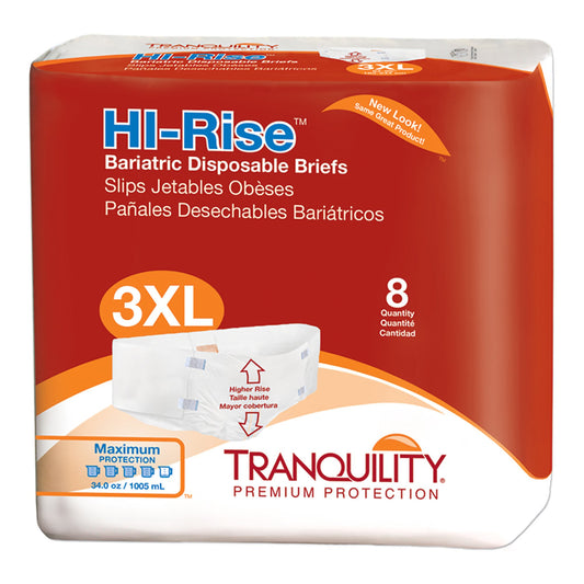 Unisex Adult Incontinence Brief Tranquility® HI-Rise™ Bariatric 3X-Large Disposable Heavy Absorbency