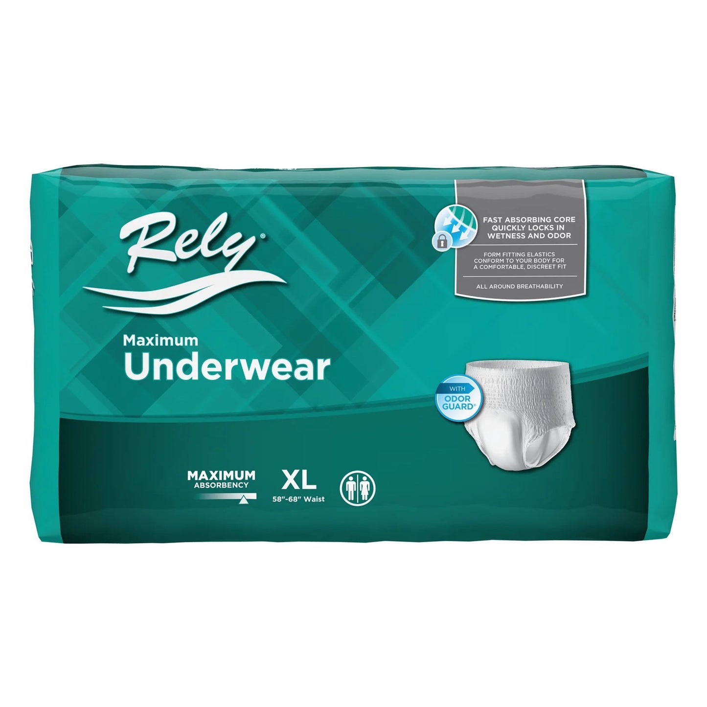 Unisex Adult Absorbent Underwear Rely® Maximum Pull On with Tear Away Seams X-Large Disposable Heavy Absorbency