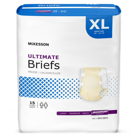 Unisex Adult Incontinence Brief McKesson X-Large Disposable Heavy Absorbency