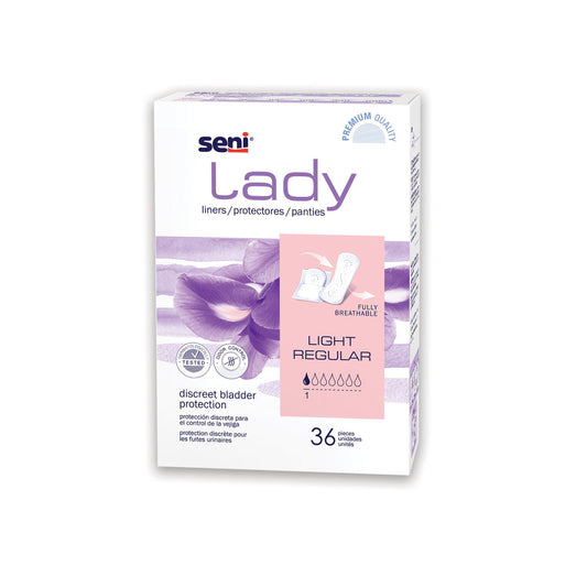 Bladder Control Pad Seni® Lady Light 7.3 Inch Length Light Absorbency Super Absorbent Core One Size Fits Most