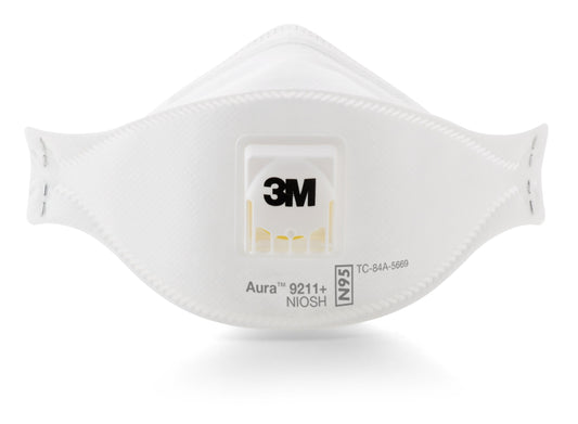 Particulate Respirator Mask 3M™ Aura™ Industrial N95 with Valve Not Rated Elastic Strap One Size Fits Most