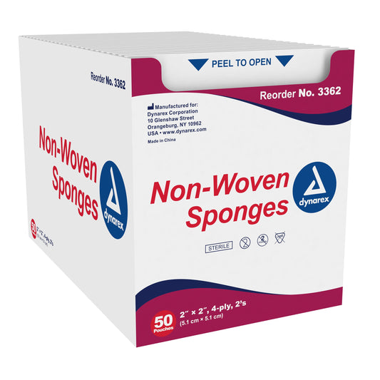 Nonwoven Sponge Dynarex® 2 X 2 Inch 4-Ply Sterile 2 per Pack