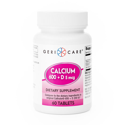Joint Health Supplement Geri-Care® Vitamin D3 / Calcium Carbonate 200 IU - 600 mg Strength Tablet 60 per Bottle
