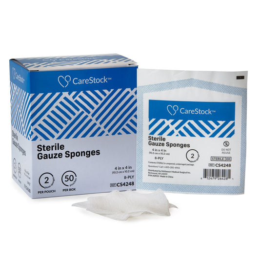 Gauze Sponge CareStock™ 4 X 4 Inch 8-Ply Sterile 2 per Pack