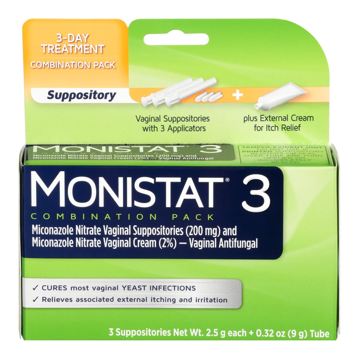 Vaginal Antifungal MONISTAT® 3-Day Treatment Combination Pack Ovule® 200 mg / 2% Strength Ovule® insert 3 Per Box Applicator