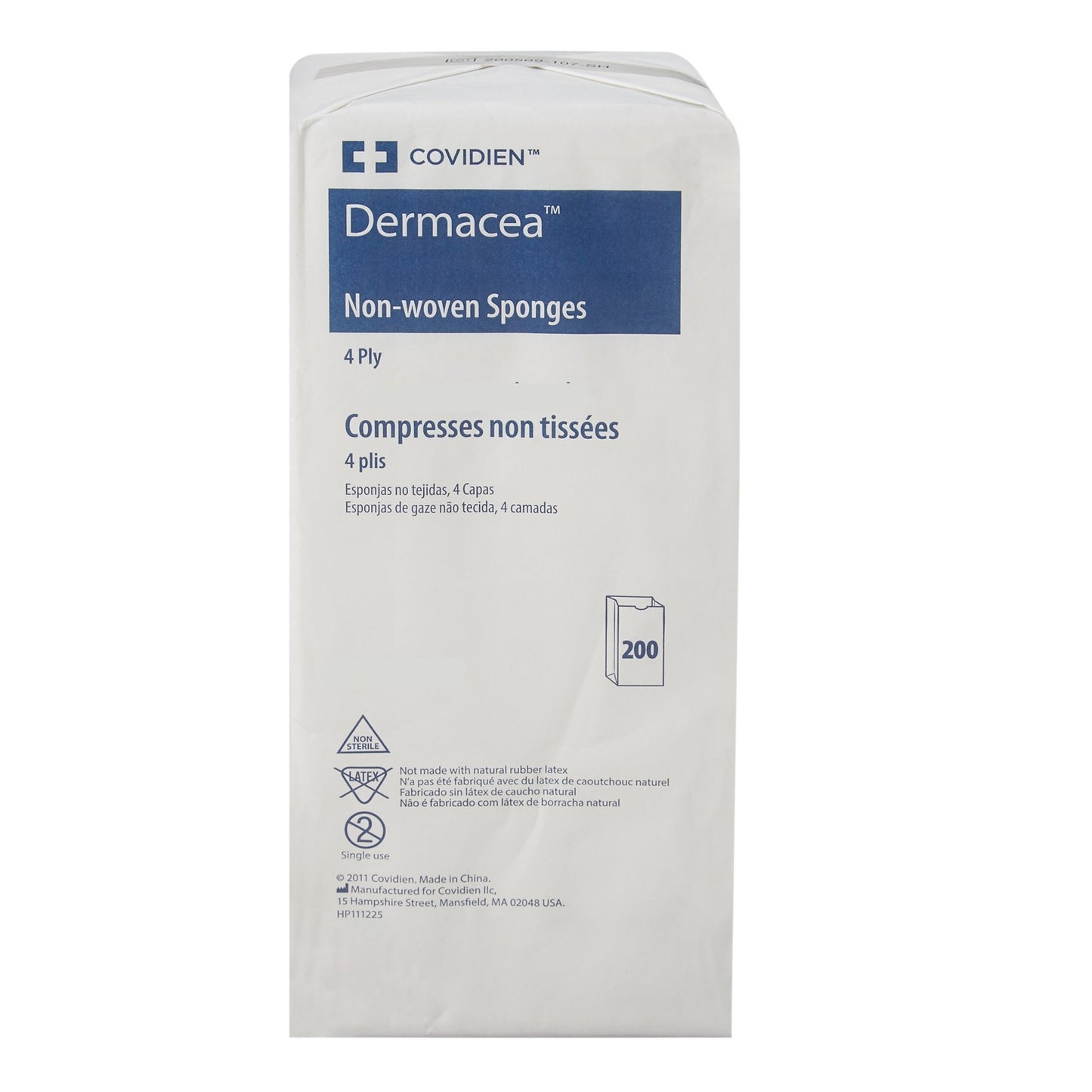 Nonwoven Sponge Dermacea™ 3 X 3 Inch 4-Ply NonSterile 200 per Pack