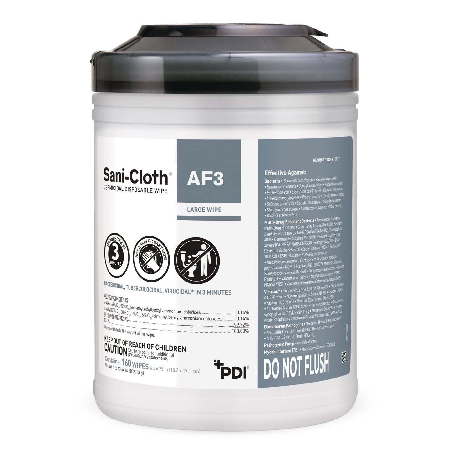 Surface Disinfectant Cleaner Sani-Cloth® AF3 Premoistened Germicidal Manual Pull Wipe 160 Count Canister Mild Scent NonSterile