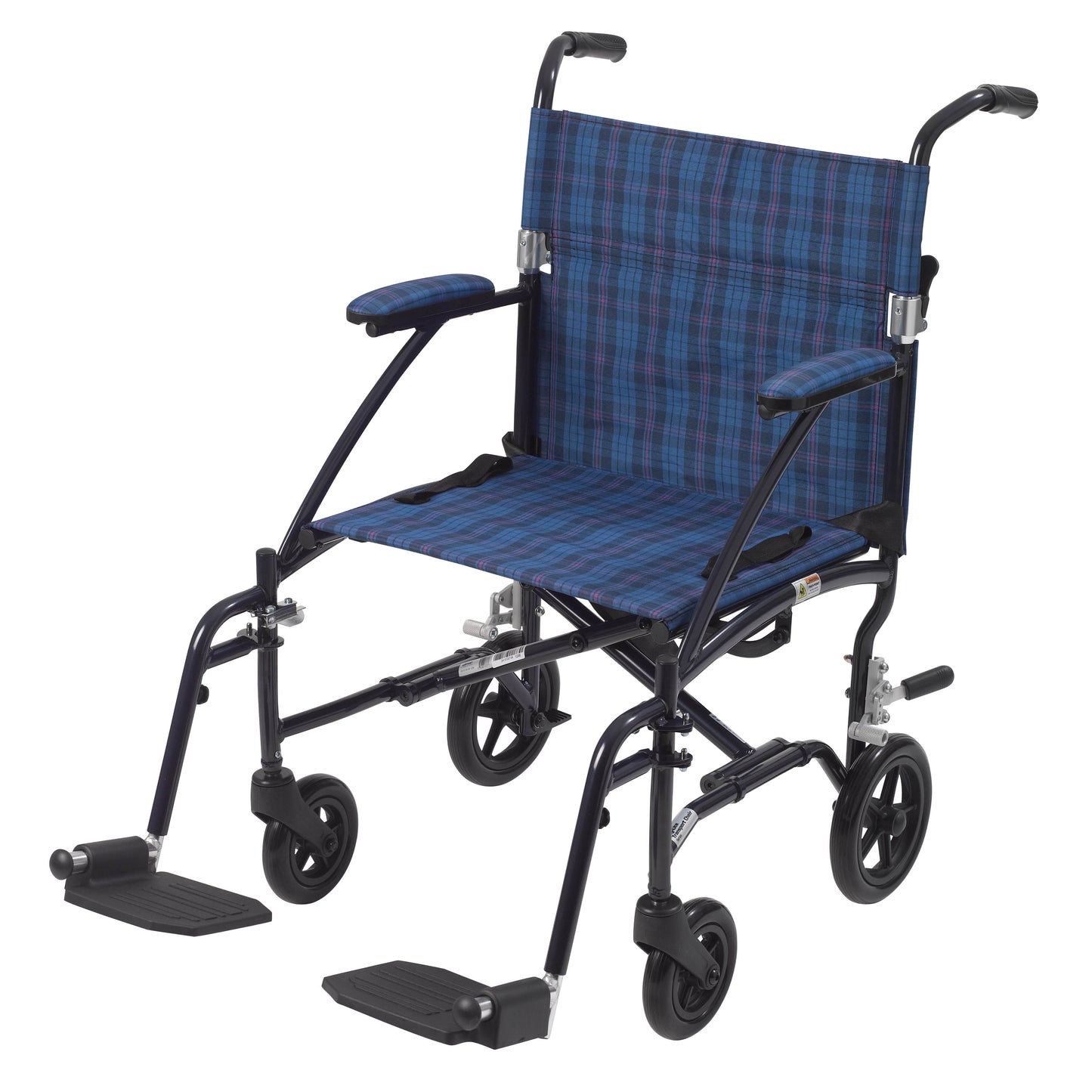 Transport Chair drive™ Fly-Lite 19 Inch Seat Width Desk Length Arm Swing-Away Footrest Aluminum Frame with Blue Finish