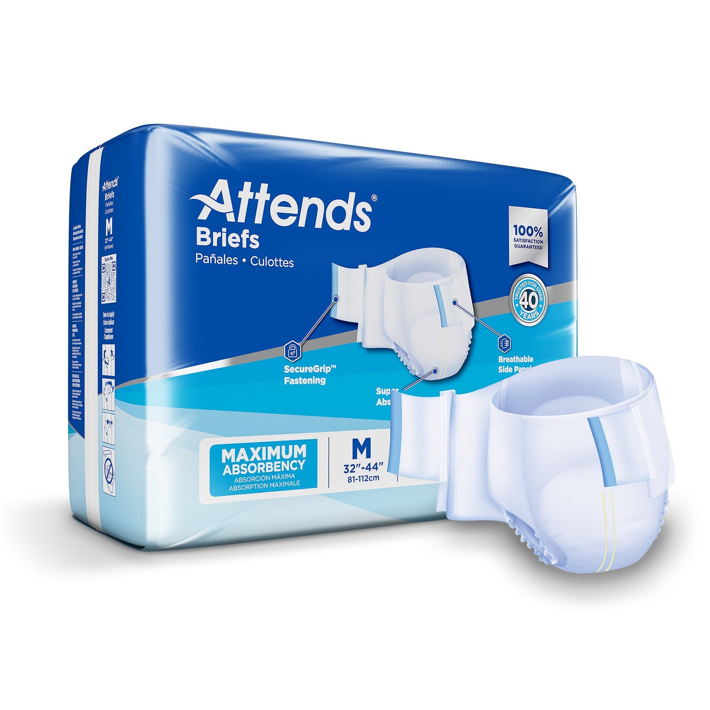 Unisex Adult Incontinence Brief Attends® Medium Disposable Heavy Absorbency