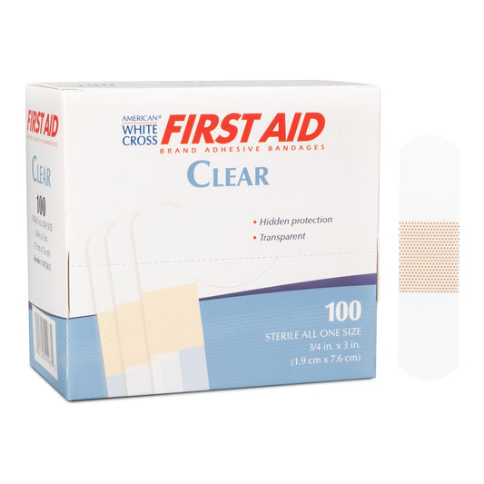 Adhesive Strip American White Cross® First Aid Plastic Clear 3/4 X 3 Inch Sterile
