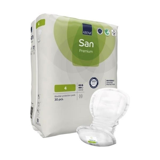 Bladder Control Pad Abena® San Premium 7.8 X 16.5 Inch Moderate Absorbency Fluff / Polymer Core Size 4