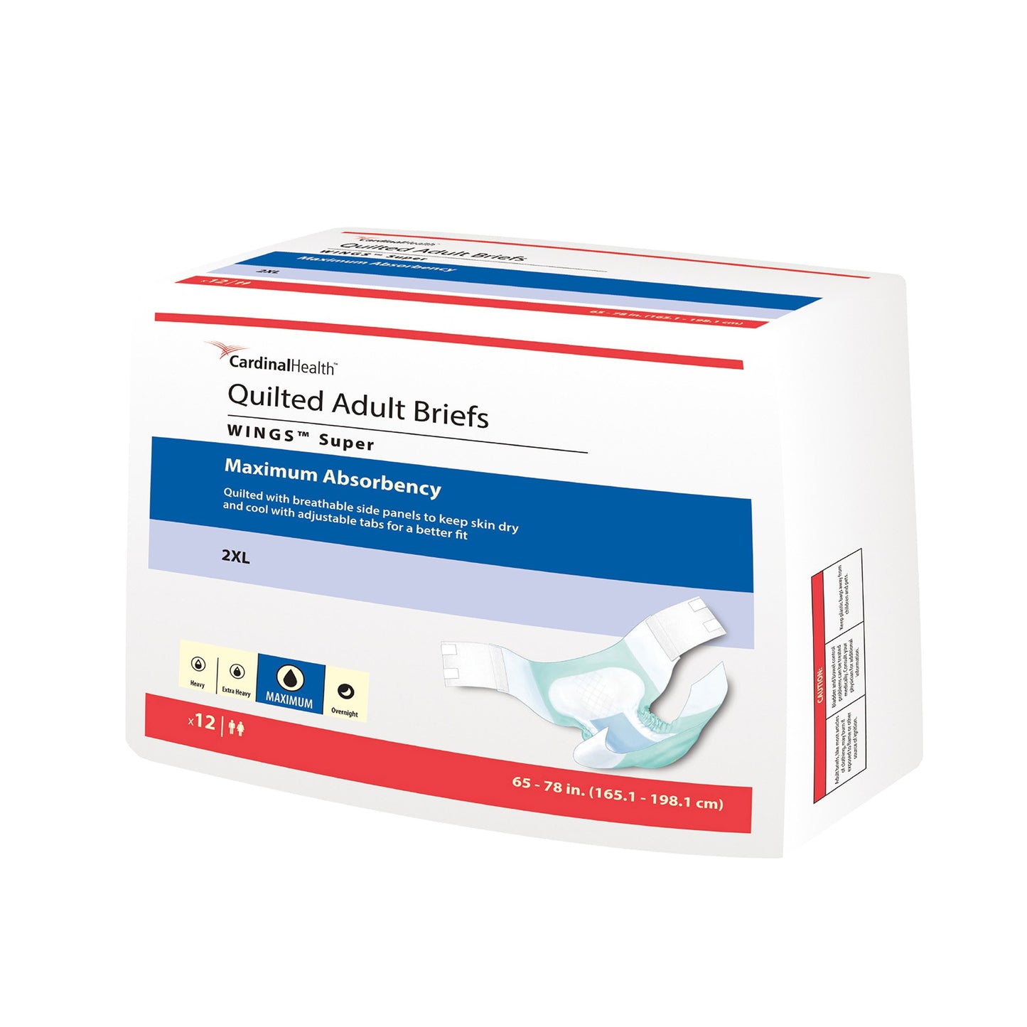 Unisex Adult Incontinence Brief Wings™ Super Quilted 2X-Large Disposable Heavy Absorbency