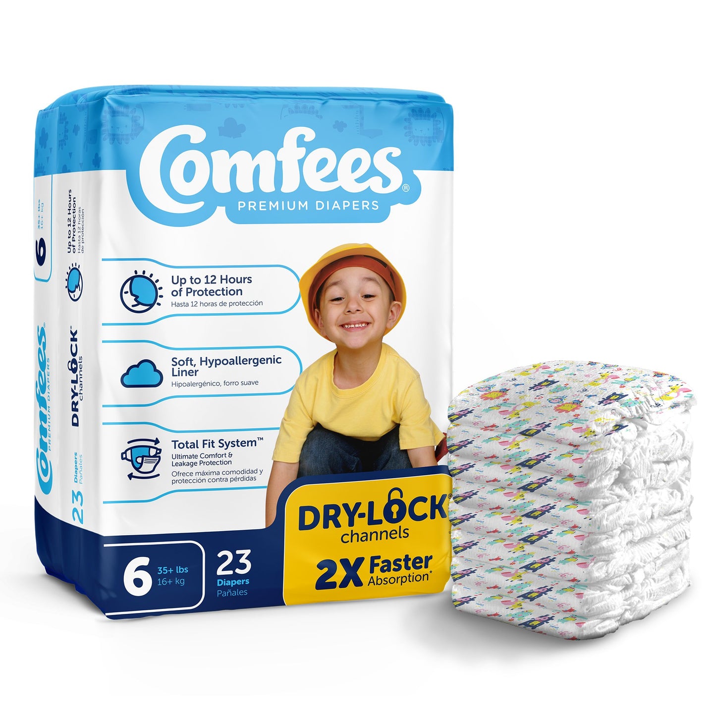 Unisex Baby Diaper Comfees® Size 6 Disposable Moderate Absorbency