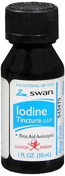 Antiseptic Iodine Tincture Swan® Topical Liquid 1 oz. Bottle