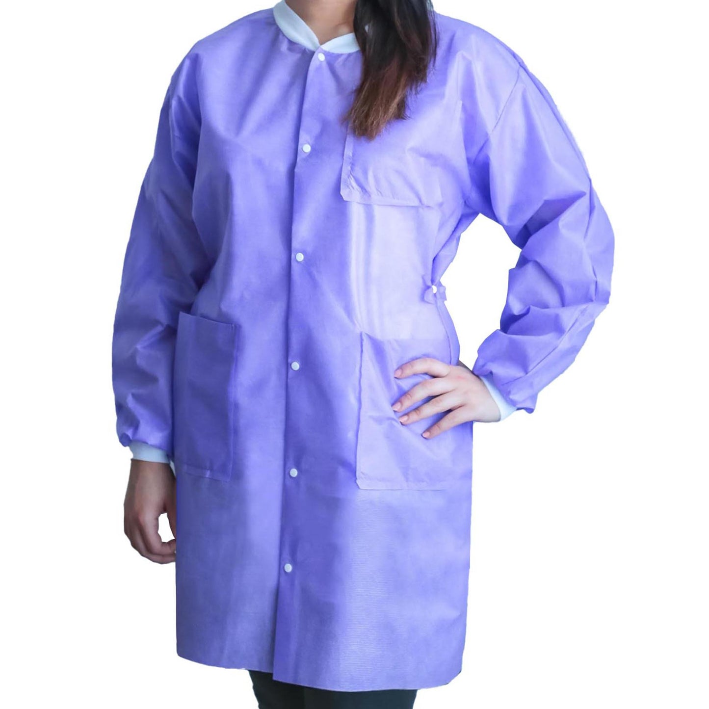 Lab Coat FitMe™ Purple Small Knee Length 3-Layer SMS Disposable