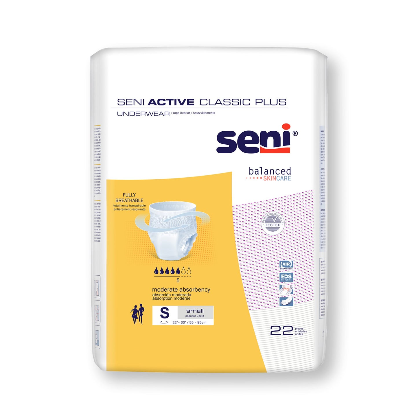 Unisex Adult Absorbent Underwear Seni® Active Classic Plus Pull On with Tear Away Seams Small Disposable Moderate Absorbency
