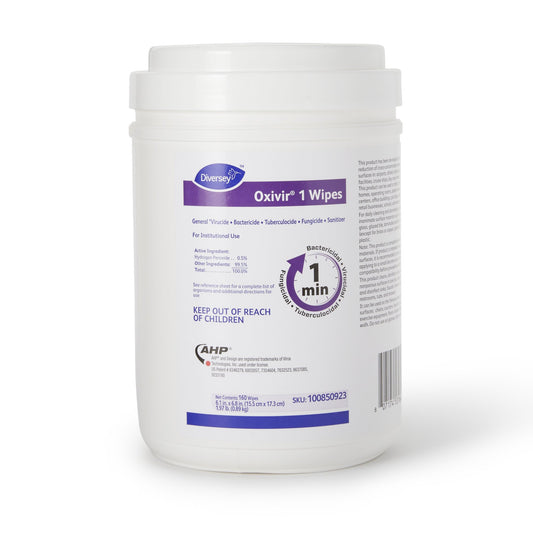 Surface Disinfectant Cleaner Diversey™ Oxivir® 1 Premoistened Hydrogen Peroxide Based Manual Pull Wipe 160 Count Canister Scented NonSterile