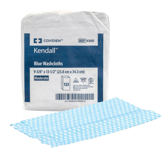 Washcloth Kendall™ 9-3/8 X 13-1/2 Inch Blue Disposable