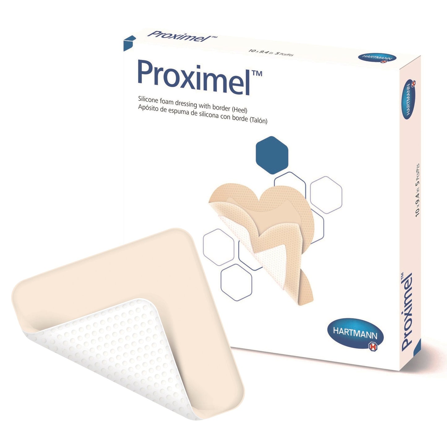 Foam Dressing Proximel® 9-2/5 X 10 Inch With Border Waterproof Film Backing Silicone Adhesive Heel Sterile