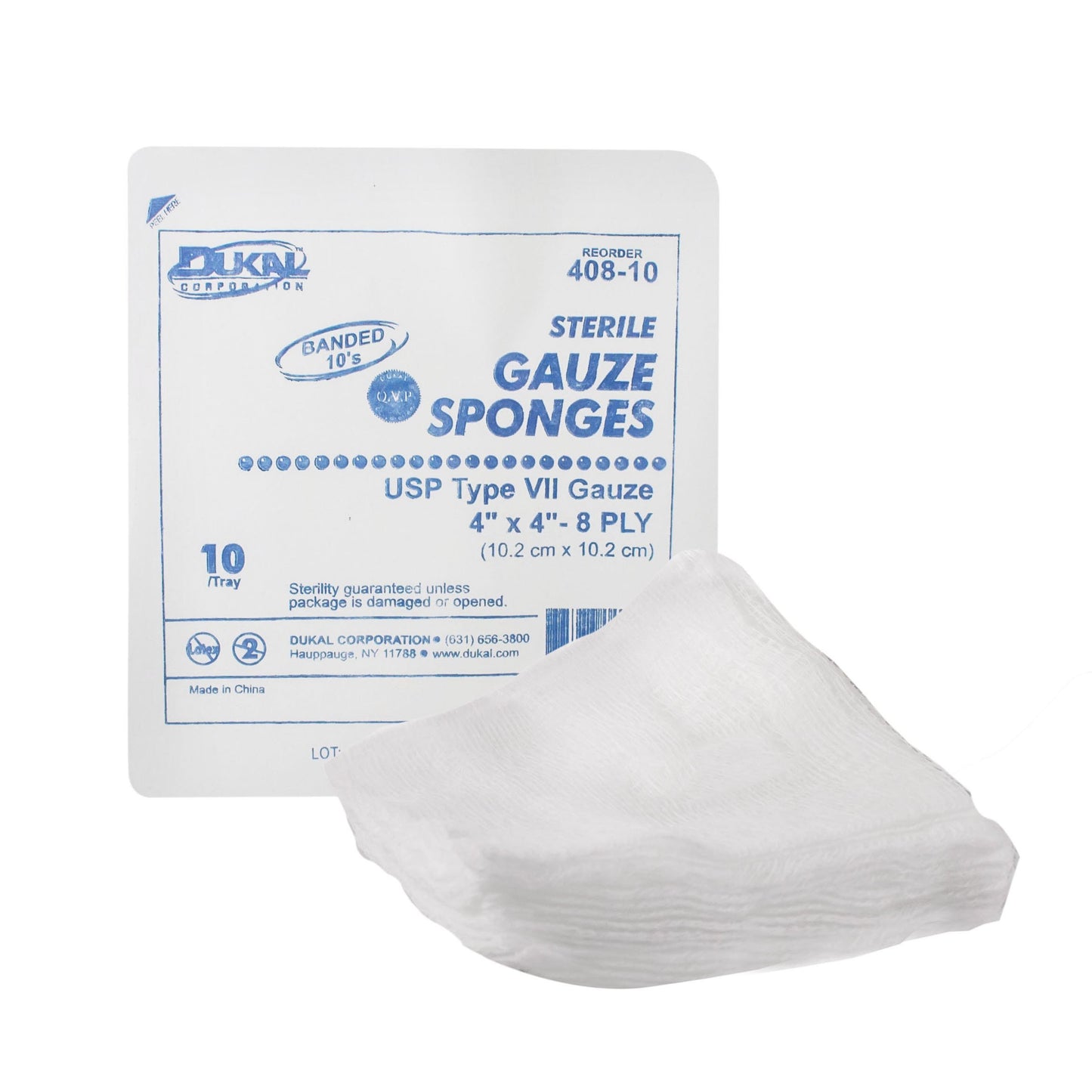 Gauze Sponge Dukal™ 4 X 4 Inch 8-Ply Sterile 10 per Tray